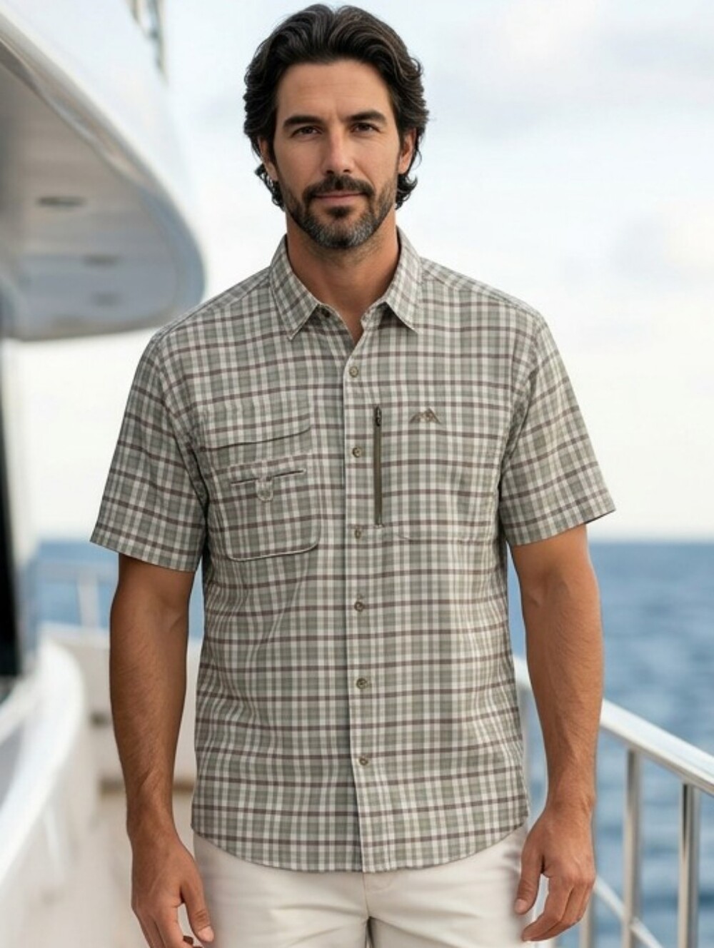 Natural Gear Fishing Shirt Men's Large UPF 30 Vented Quick Dry Plaid Outdoor